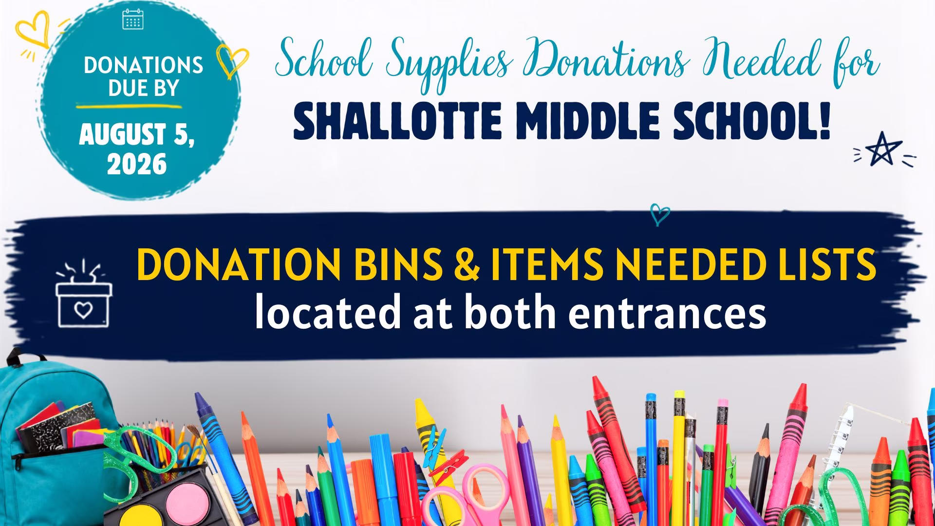 School Supply Drive for Shallotte Middle School